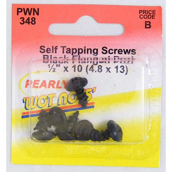 Wot-Nots Screw Self Tap Flanged - 1/2in. x 10 Black - Pack of 6 Pearl - Town Tools 