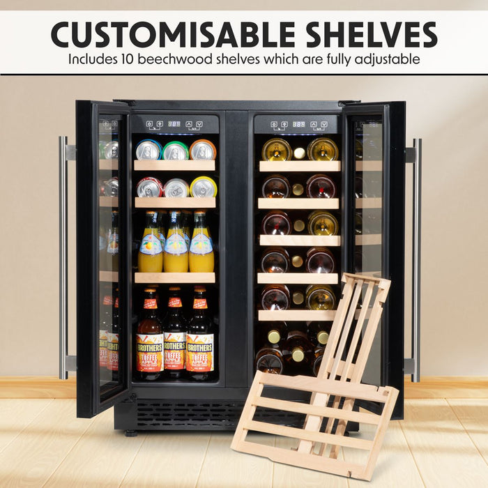 Baridi 40 Bottle/120 Can Freestanding Dual Zone Wine Fridge & Cooler 60cm Baridi - Town Tools 