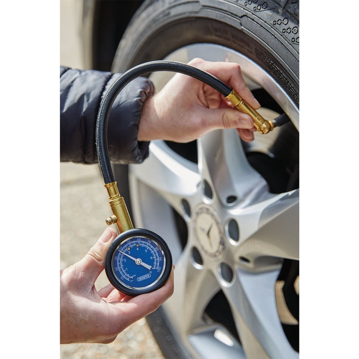 Draper Tyre Pressure Gauge with Flexible Hose 69924 Draper - Town Tools 