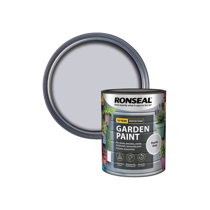 Ronseal Garden Paint Pewter Grey 750ml Ronseal - Town Tools