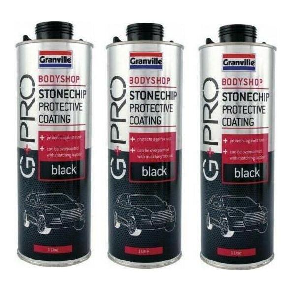 3 x Granville Black Stone Chip Spray Paint All Round Protection 1 Litre Granville - Town Tools 