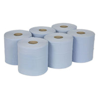Sealey Paper Roll Blue 2-Ply Embossed 150m Pack of 6 BLU150