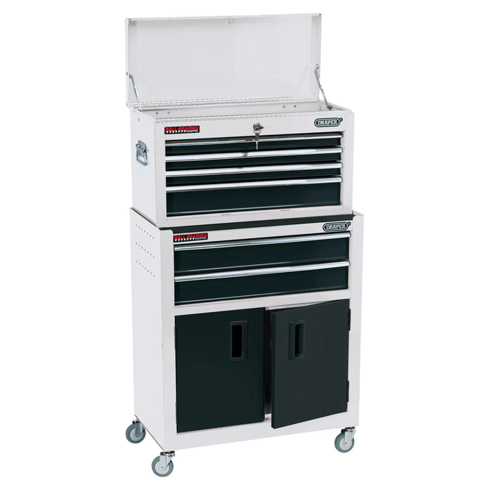 Draper Combined Roller Cabinet and Tool Chest, 6 Drawer, 24", White - RCTC6/W