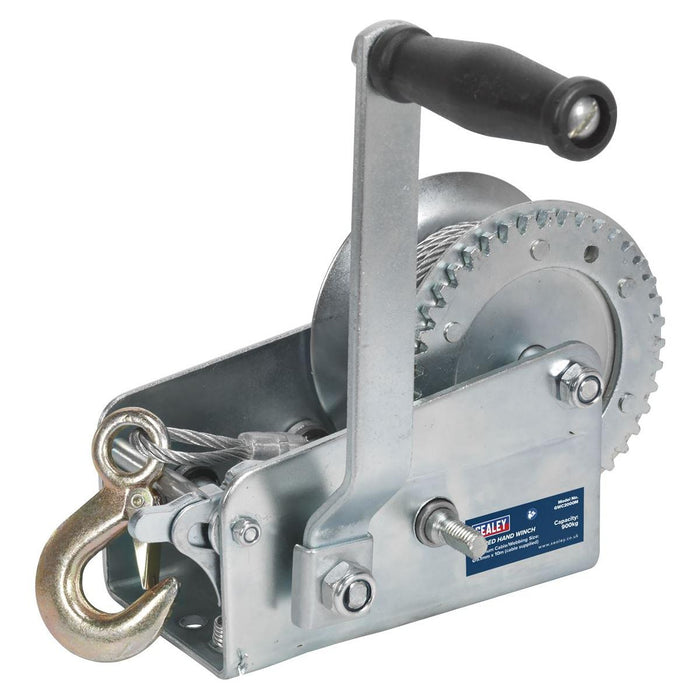 Sealey Geared Hand Winch 900kg Capacity with Cable GWC2000M