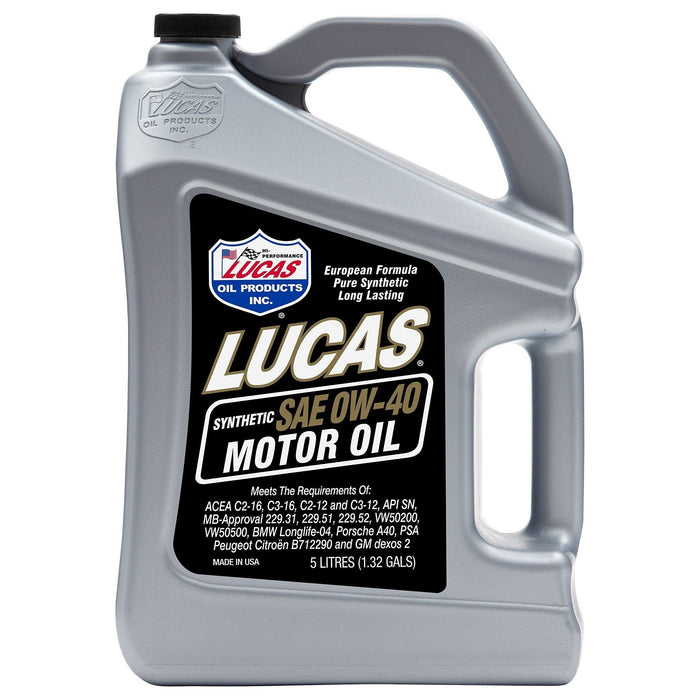 Lucas Oil Fully Synthetic 0W40 Motor Oil 5 Litres 10327 Lucas Oil Oil - Town Tools 