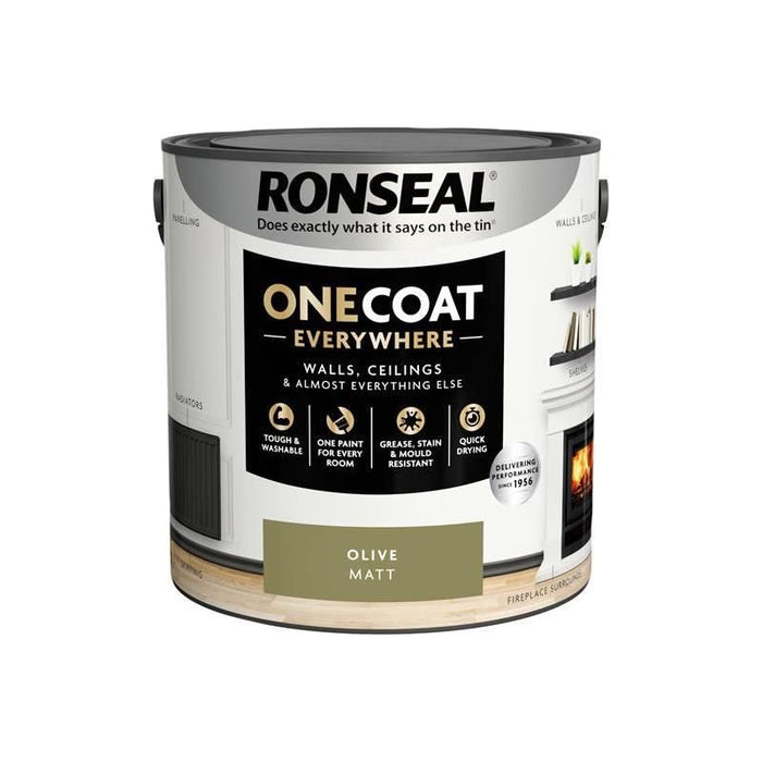 Ronseal One Coat Everywhere Interior Paint Olive Matt 2.5 litre Ronseal - Town Tools