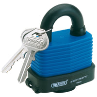 Draper Laminated Steel Padlock and 2 Keys with Hardened Steel Shackle and Bumper
