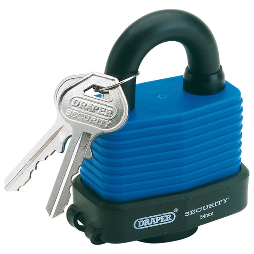 Draper Laminated Steel Padlock and 2 Keys with Hardened Steel Shackle and Bumper Draper - Town Tools 