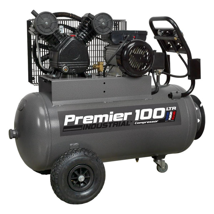 Sealey Air Compressor 100L Belt Drive 3hp with Front Control Panel SAC3103B Sealey - Town Tools 