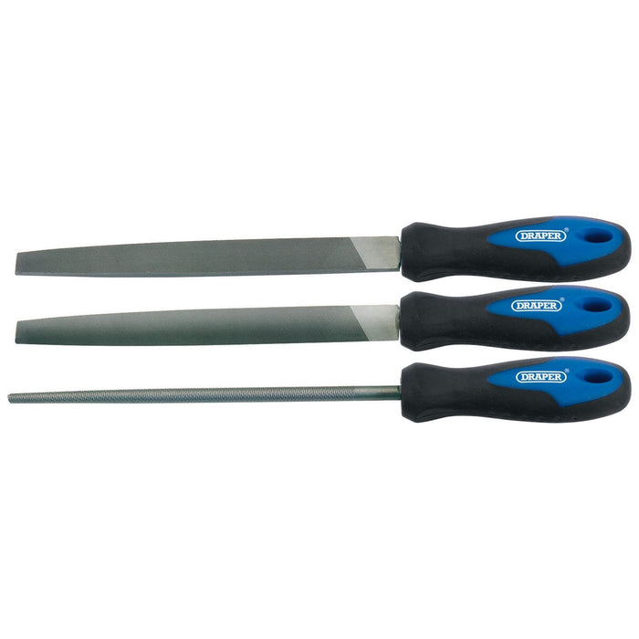 Draper Soft Grip Engineer's File Set, 200mm (3 Piece) 44963 Draper - Town Tools 