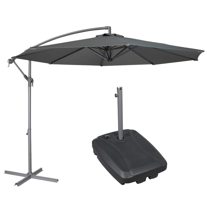 Dellonda Banana Parasol with Cover & Base 3m - Grey DG270