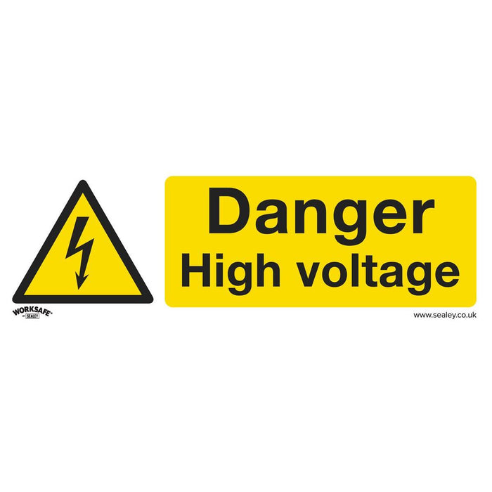 Sealey Warning Safety Sign Danger High Voltage Rigid Plastic Pack of 10 Sealey - Town Tools 