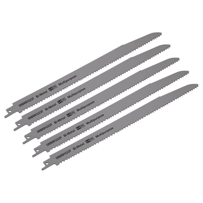 Sealey Reciprocating Saw Blade Multipurpose 300mm 5-8tpi Pack of 5 SRBRB1222F Sealey - Town Tools 