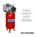 270L Vertical Belt Drive Air Compressor with Cast Cylinders 7.5hp 3ph 2-Stage Sealey - Town Tools 