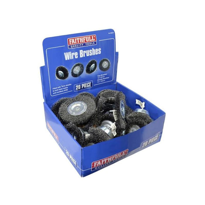 Faithfull Wire Brush Assortment 20 Piece Faithfull - Town Tools