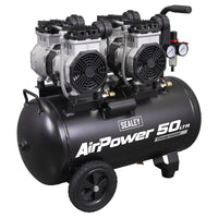 Sealey 50L Low Noise Oil Free Direct Drive Air Compressor 2 x 2hp SAC5001S