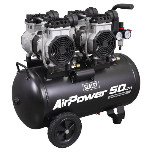 Sealey 50L Low Noise Oil Free Direct Drive Air Compressor 2 x 2hp SAC5001S Sealey - Town Tools 