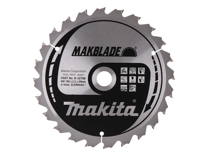 Makita B-32708 MAKBLADE Mitre Saw Blade 190 x 20mm x 24T Makita - Town Tools