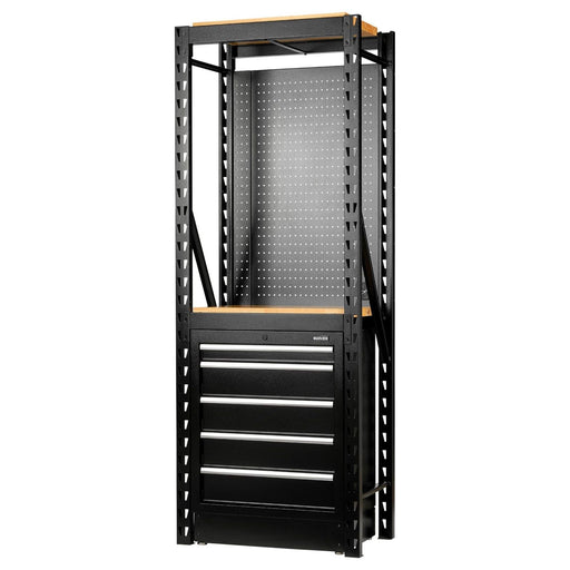 Bunker 13 Piece Modular Storage Combo 2 Tier Racking with Hardwood Shelving, Pegboard and Floor Cabinet, 750mm Draper - Town Tools