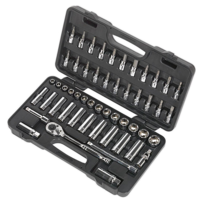 Siegen by Sealey Socket Set 52Pc 3/8Inchsq Drive 6Pt Walldrive Metric