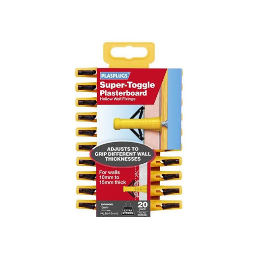 Plasplugs Super Toggle Fixings Pack 20 Plasplugs - Town Tools