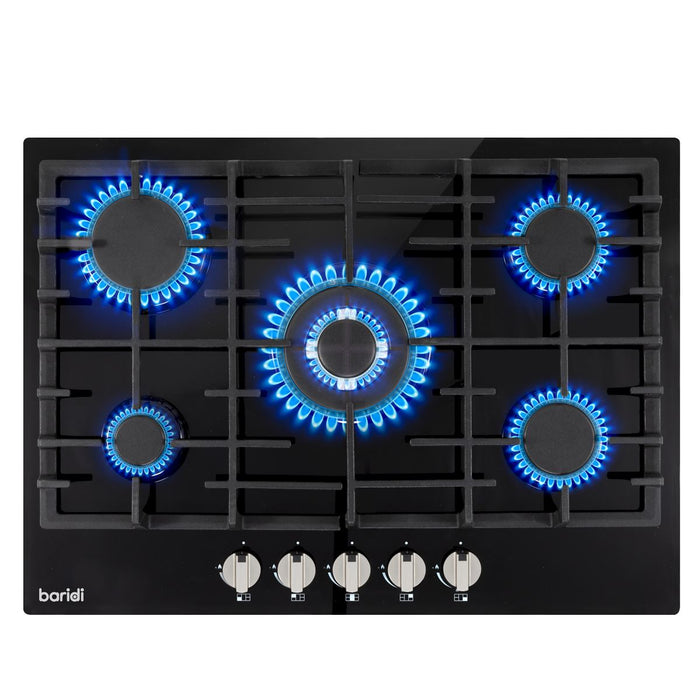 Baridi Gas Hob with 5 Cooking Zones 70cm - Black DH228 Baridi - Town Tools 