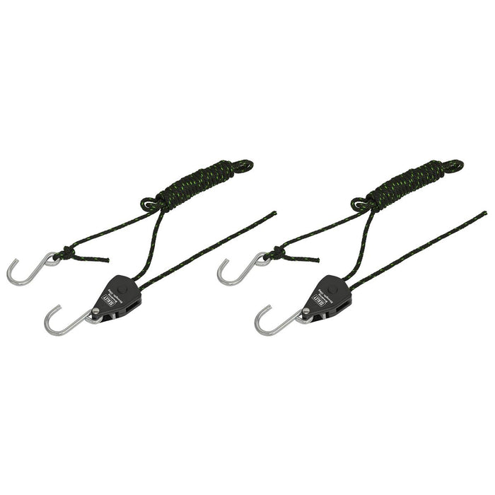 Sealey Parts Hanger/Tie Down Ratchet with S-Shaped Hooks 2m - Pack of 2 VS0118 Sealey - Town Tools 