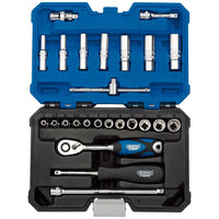 Draper Expert Metric Socket Set, 1/4" Sq. Dr., Blue (25 Piece) 16443
