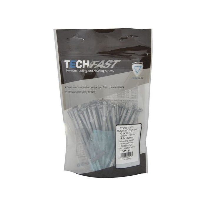 Forgefix TechFast Roofing Screw Timber - Steel Heavy Section 5.5 x 109mm Pack 50 ForgeFix - Town Tools
