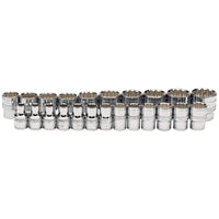 Draper Loose Metric Socket Set, 1/2" Sq. Dr., Polished Chrome (23 Piece) 34561