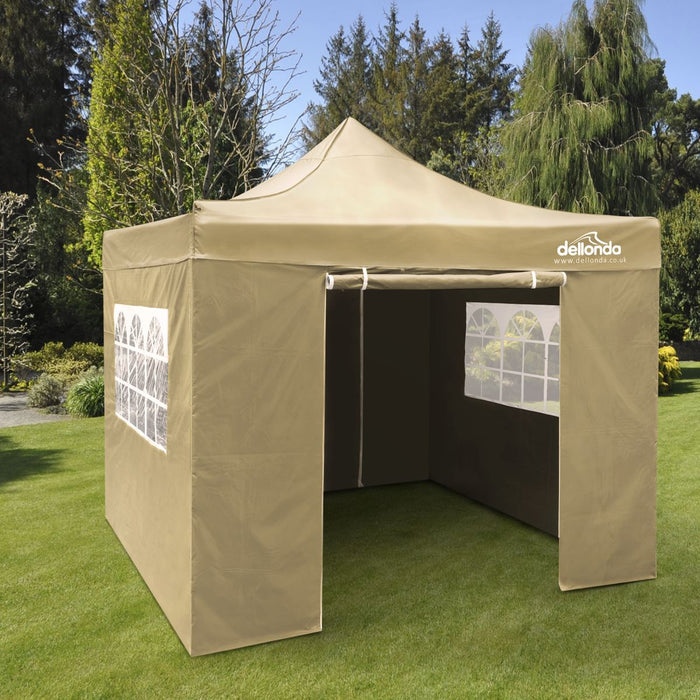 Dellonda 3x3m Pop-Up Gazebo & Side Walls Water Resistant Fabric  - Beige