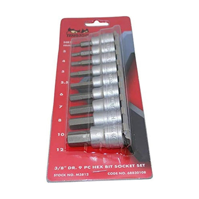 Teng Tools 3/8" Hex Bit Socket Clip Rail Set 9 Pieces Teng Tools - Town Tools 
