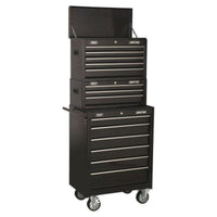 Sealey Topchest Mid-Box & Rollcab 14 Drawer Stack Black AP22BSTACK