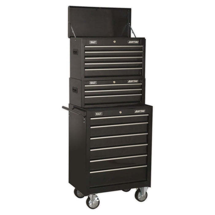 Sealey Topchest Mid-Box & Rollcab 14 Drawer Stack Black AP22BSTACK Sealey - Town Tools 