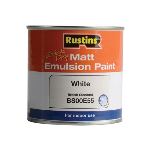 Rustins Quick Dry Matt Emulsion Paint White 250ml Rustins - Town Tools