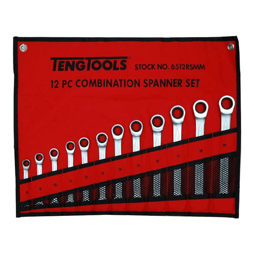 Teng Tools Ratcheting Combination Spanner Set RS Tool Roll 12 Pieces Teng Tools - Town Tools 