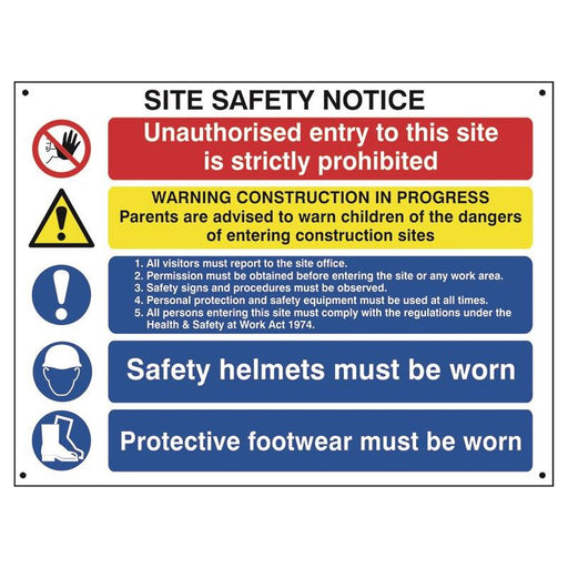 Scan Composite Site Safety Notice - FMX Sign 800 x 600mm Scan - Town Tools
