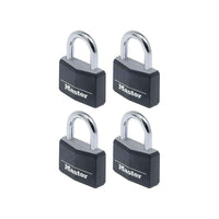 Master Lock Aluminium Black Vinyl Cover 40mm Padlock 4-Pin - Keyed Alike x 4