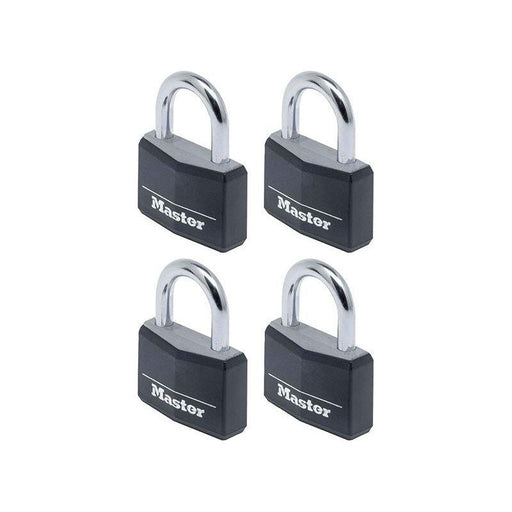 Master Lock Aluminium Black Vinyl Cover 40mm Padlock 4-Pin - Keyed Alike x 4 Master Lock - Town Tools