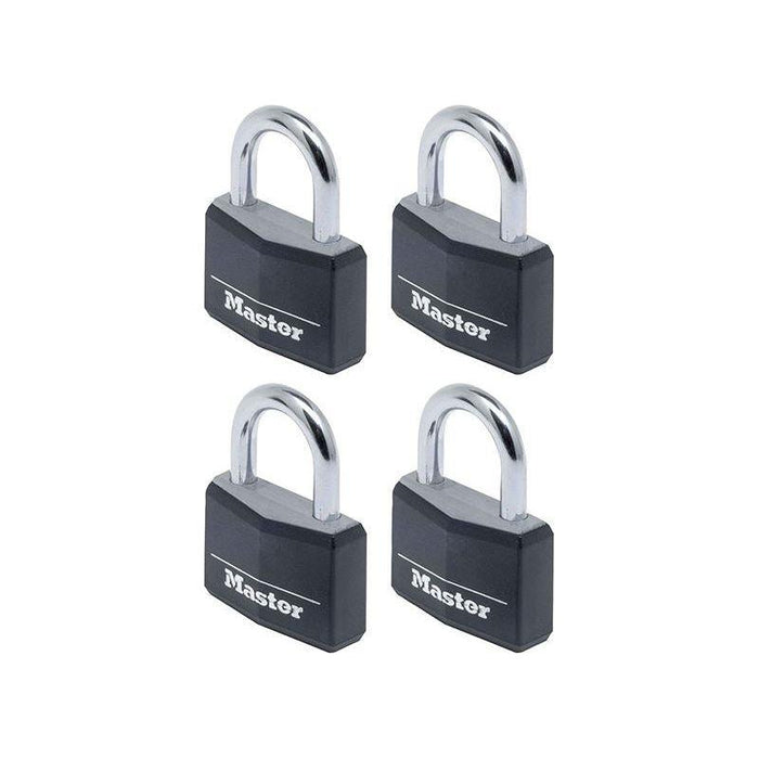 Master Lock Aluminium Black Vinyl Cover 40mm Padlock 4-Pin - Keyed Alike x 4 Master Lock - Town Tools