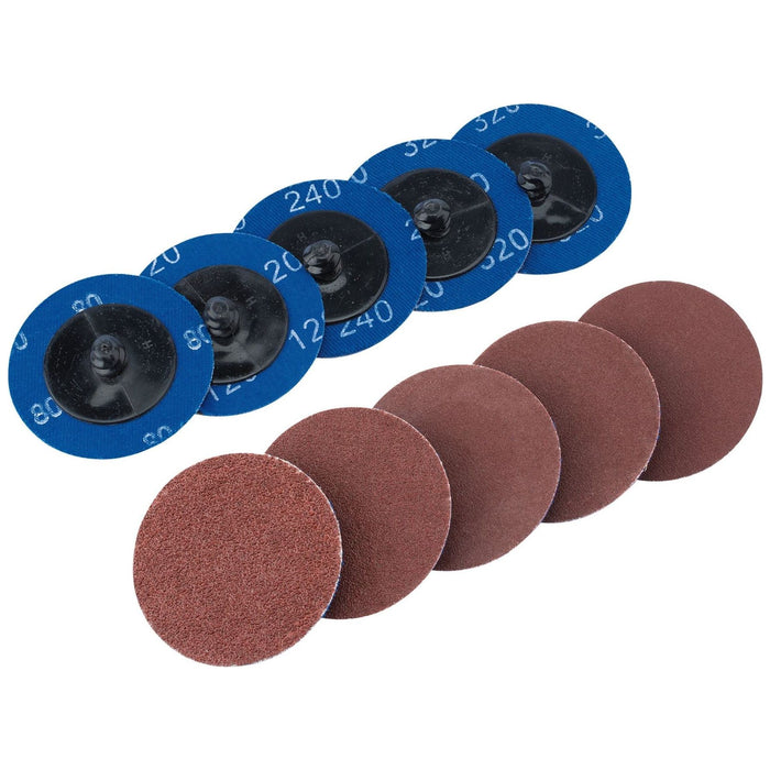 Draper Assorted Aluminium Oxide Sanding Discs, 50mm (Pack of 10) 75615 Draper - Town Tools 