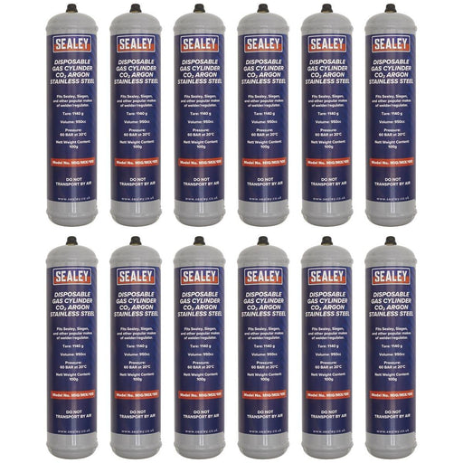 Sealey Disposable Carbon Dioxide/Argon Gas Cylinder 100g - Box of 12 Sealey - Town Tools 
