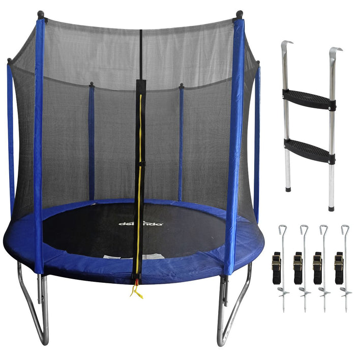 Dellonda Heavy-Duty Outdoor Trampoline Safety Enclosure Net Anchors & Ladder 8ft