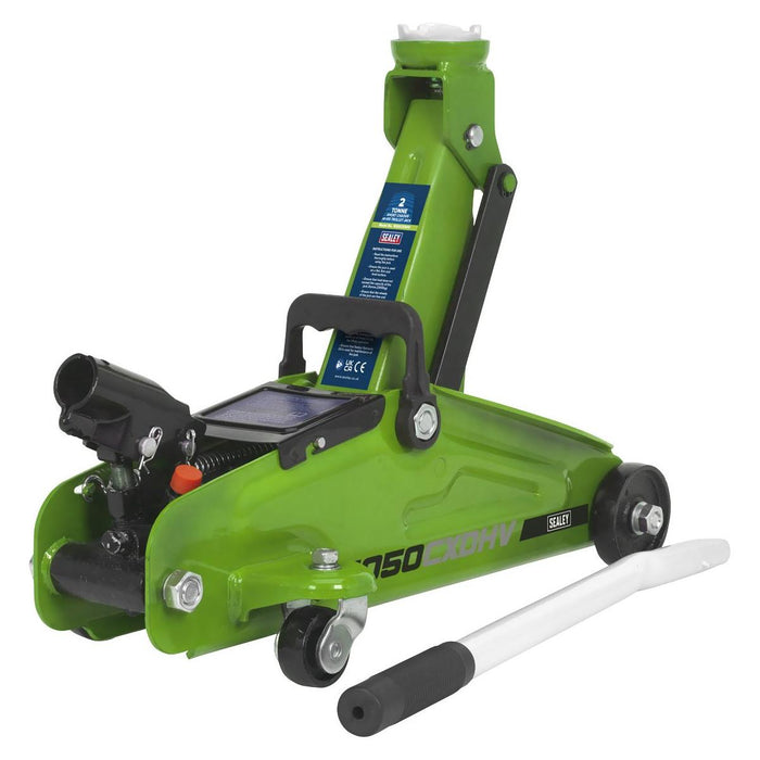Sealey Short Chassis Trolley Jack with Storage Case 2 Tonne - Green 1050CXDHV Sealey - Town Tools 