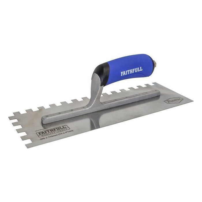 Faithfull Prestige Notched Trowel 330 x 115mm (13 x 4.1/2in) 10mm Notch Faithfull - Town Tools