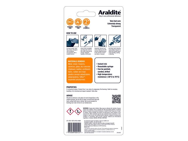 Araldite Instant Epoxy Syringe 24ml Araldite� - Town Tools