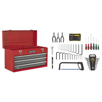 Sealey Portable Tool Chest 3 Drawer with Ball-Bearing Slides Red/Grey & 93pc Too