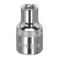 Sealey WallDrive Socket 8mm 1/2"Sq Drive Fully Polished SP1208