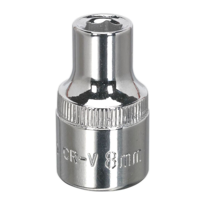 Sealey WallDrive Socket 8mm 1/2"Sq Drive Fully Polished SP1208 Sealey - Town Tools 