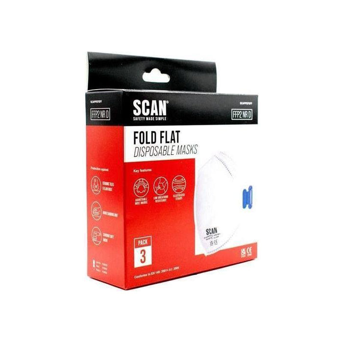 Scan Fold Flat Disposable Mask FFP2 Protection (Pack 3) Scan - Town Tools